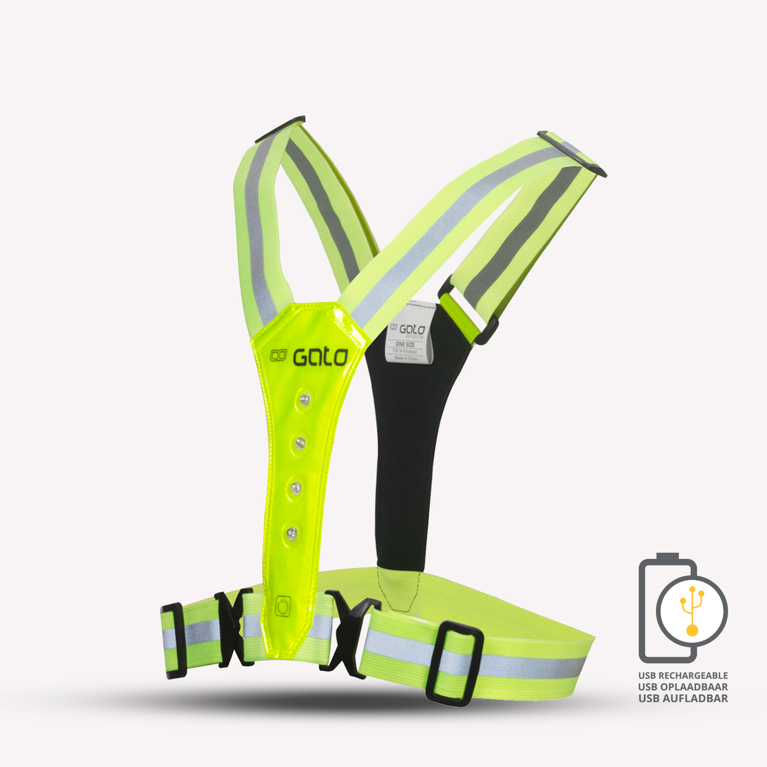 Gilet Led Safer Sport Gato – 8 Luci, Ricetrasmittenti Anteriori E Posteriori, Taglia Unica Regolabile, Rosa - 3